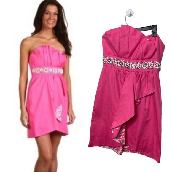 LILLY PULITZER Crystal Dress Hotty Pink Size 4 - Picture 1 of 9